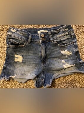 Flying Monkey Distressed Blue Denim Cutoff Shorts